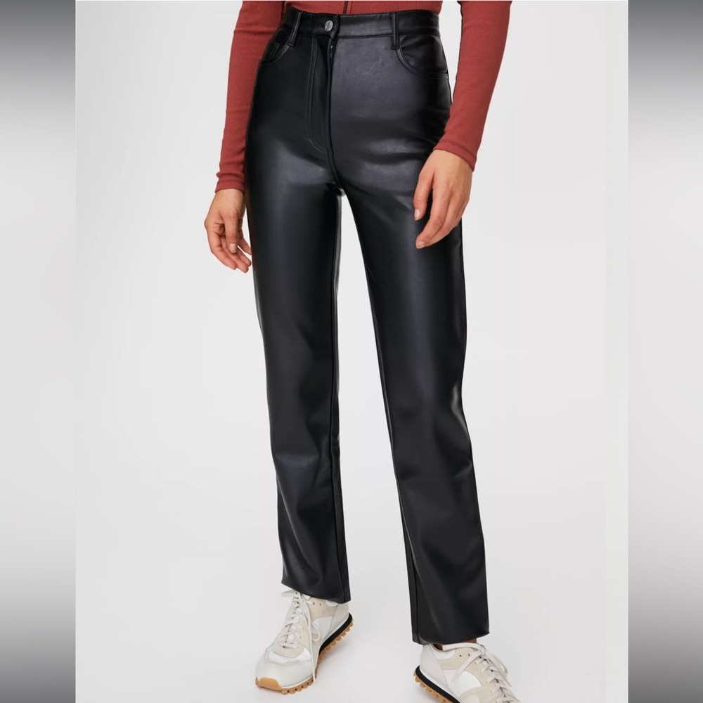 Aritzia Black Leather Melina Pants